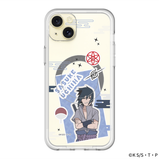 スリムプロテクションプレミアムケース with MagSafe［ NARUTO -ナルト- 疾風伝 - ステッカー - うちはサスケ ］