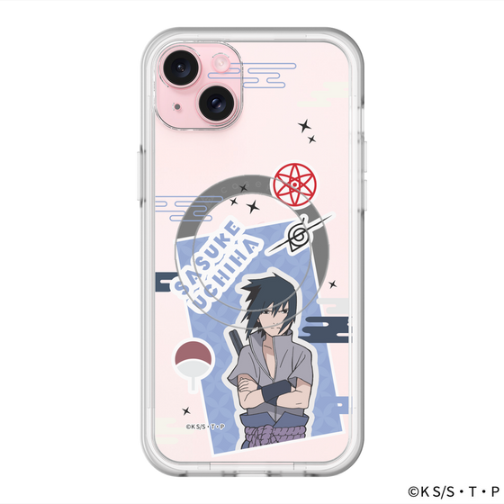 スリムプロテクションプレミアムケース with MagSafe［ NARUTO -ナルト- 疾風伝 - ステッカー - うちはサスケ ］