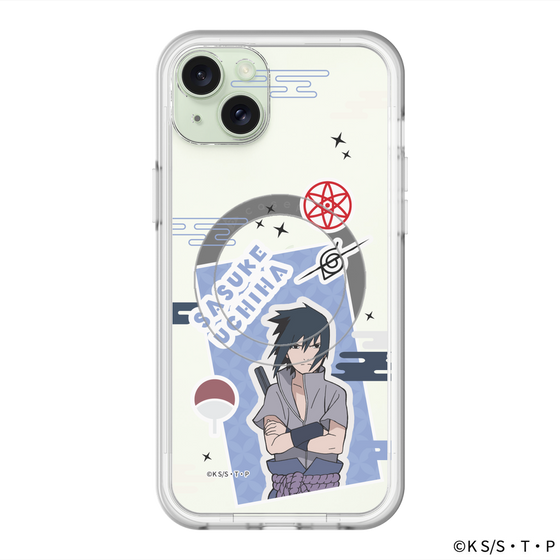 スリムプロテクションプレミアムケース with MagSafe［ NARUTO -ナルト- 疾風伝 - ステッカー - うちはサスケ ］