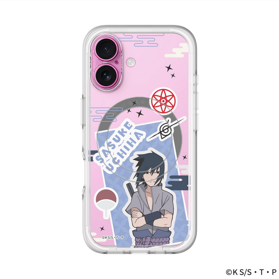 スリムプロテクションプレミアムケース with MagSafe［ NARUTO -ナルト- 疾風伝 - ステッカー - うちはサスケ ］