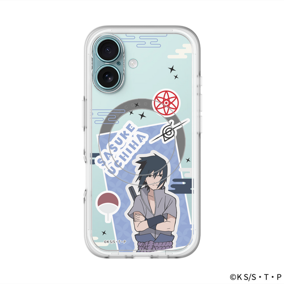 スリムプロテクションプレミアムケース with MagSafe［ NARUTO -ナルト- 疾風伝 - ステッカー - うちはサスケ ］