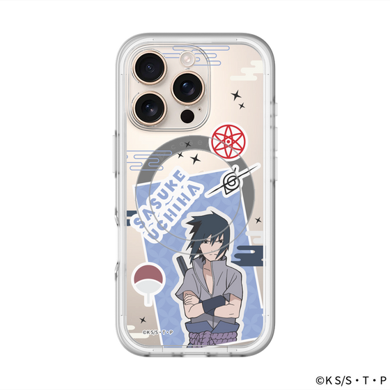 スリムプロテクションプレミアムケース with MagSafe［ NARUTO -ナルト- 疾風伝 - ステッカー - うちはサスケ ］