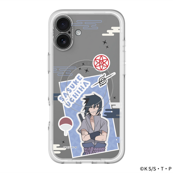 スリムプロテクションプレミアムケース with MagSafe［ NARUTO -ナルト- 疾風伝 - ステッカー - うちはサスケ ］