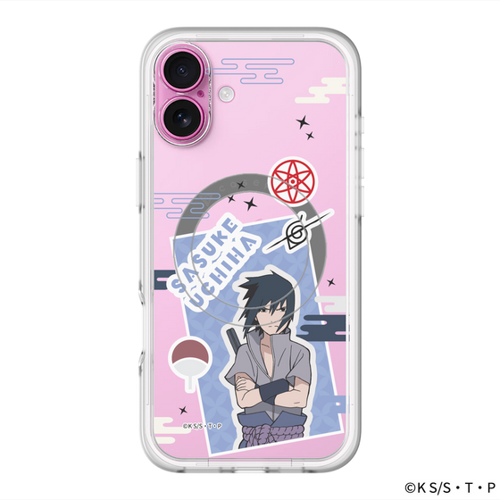スリムプロテクションプレミアムケース with MagSafe［ NARUTO -ナルト- 疾風伝 - ステッカー - うちはサスケ ］