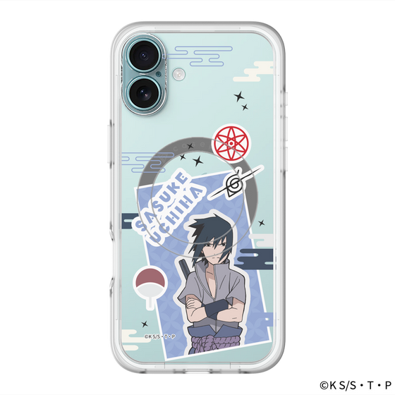 スリムプロテクションプレミアムケース with MagSafe［ NARUTO -ナルト- 疾風伝 - ステッカー - うちはサスケ ］