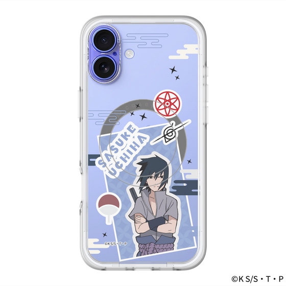 スリムプロテクションプレミアムケース with MagSafe［ NARUTO -ナルト- 疾風伝 - ステッカー - うちはサスケ ］