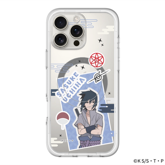 スリムプロテクションプレミアムケース with MagSafe［ NARUTO -ナルト- 疾風伝 - ステッカー - うちはサスケ ］