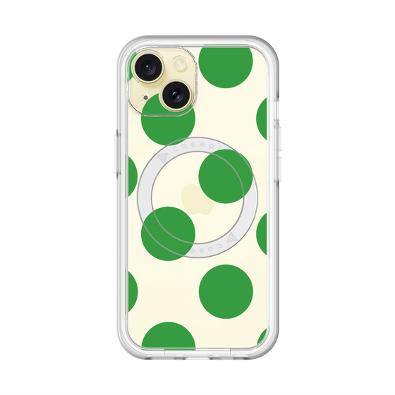スリムプロテクションプレミアムケース with MagSafe［ シンプルドット - Green ］