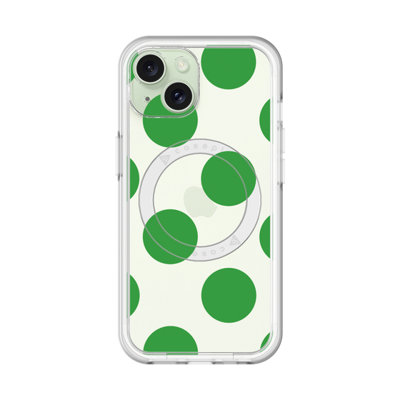 スリムプロテクションプレミアムケース with MagSafe［ シンプルドット - Green ］