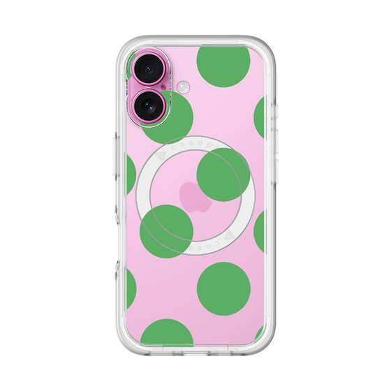 スリムプロテクションプレミアムケース with MagSafe［ シンプルドット - Green ］
