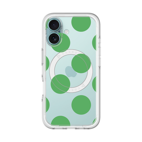 スリムプロテクションプレミアムケース with MagSafe［ シンプルドット - Green ］