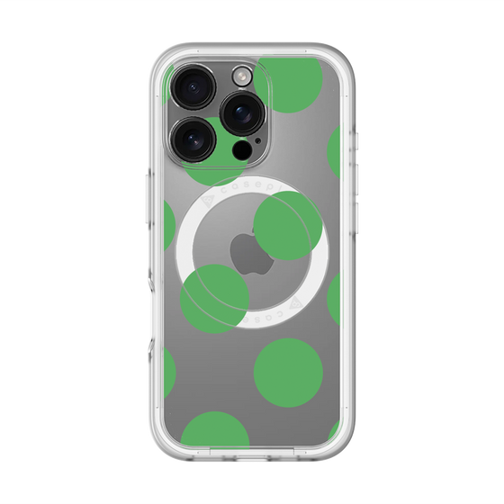 スリムプロテクションプレミアムケース with MagSafe［ シンプルドット - Green ］