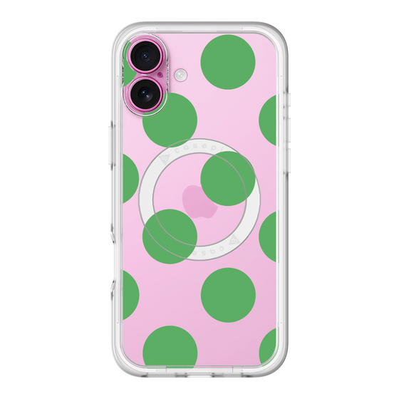 スリムプロテクションプレミアムケース with MagSafe［ シンプルドット - Green ］