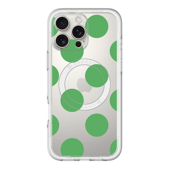 スリムプロテクションプレミアムケース with MagSafe［ シンプルドット - Green ］