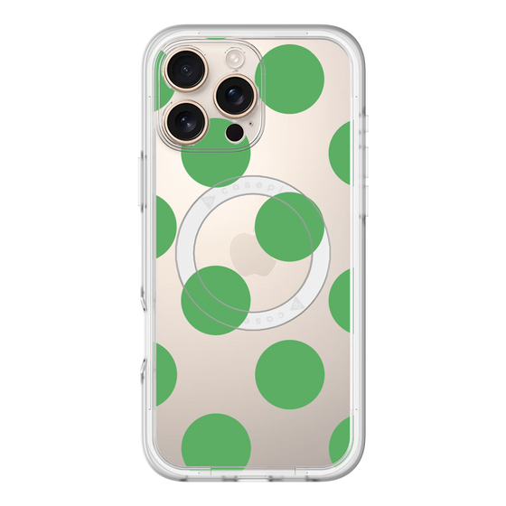 スリムプロテクションプレミアムケース with MagSafe［ シンプルドット - Green ］