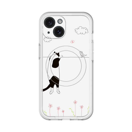 スリムプロテクションプレミアムケース with MagSafe［ 夢中に覗く三毛ねこ ］