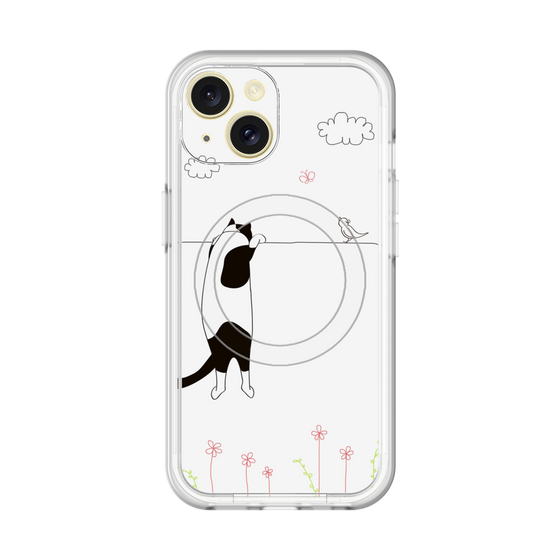スリムプロテクションプレミアムケース with MagSafe［ 夢中に覗く三毛ねこ ］