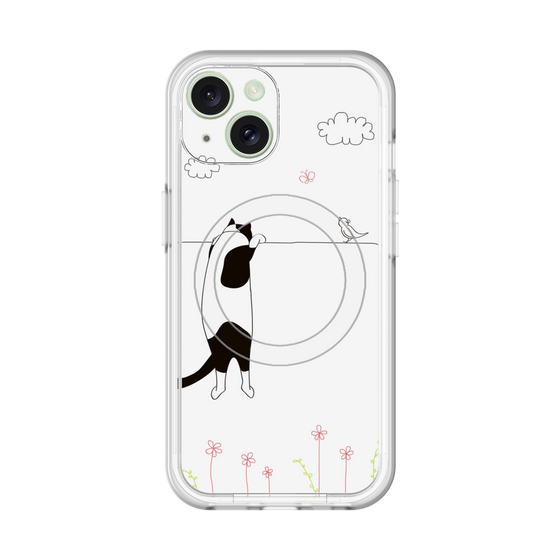スリムプロテクションプレミアムケース with MagSafe［ 夢中に覗く三毛ねこ ］
