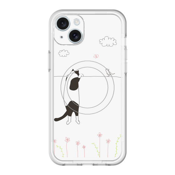 スリムプロテクションプレミアムケース with MagSafe［ 夢中に覗く三毛ねこ ］