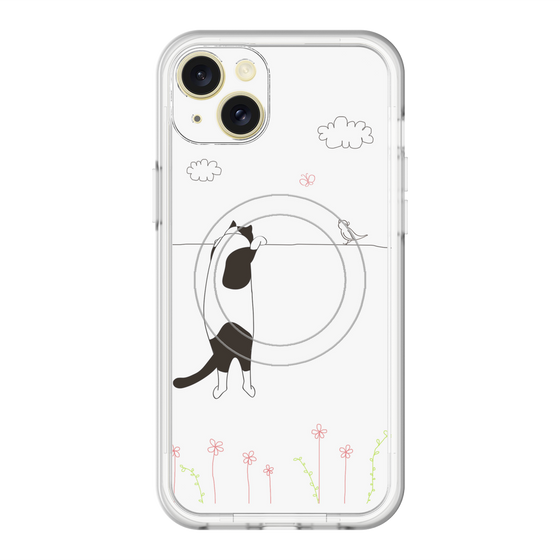 スリムプロテクションプレミアムケース with MagSafe［ 夢中に覗く三毛ねこ ］