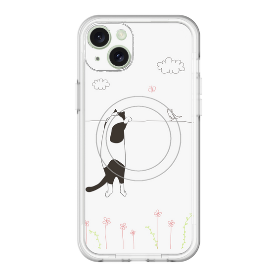 スリムプロテクションプレミアムケース with MagSafe［ 夢中に覗く三毛ねこ ］