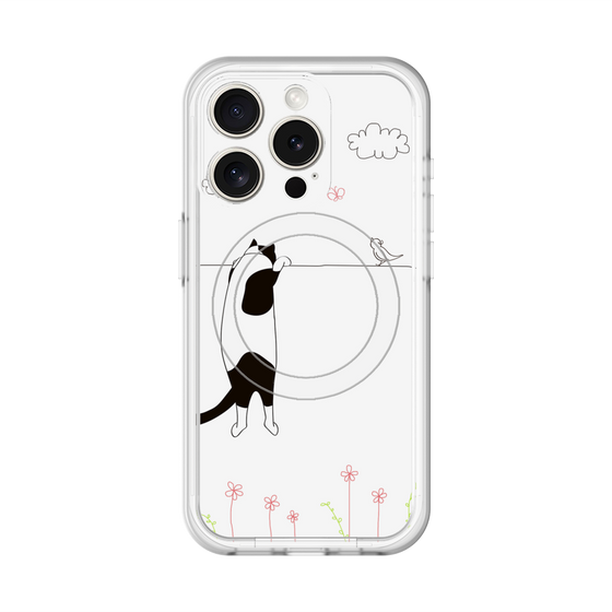 スリムプロテクションプレミアムケース with MagSafe［ 夢中に覗く三毛ねこ ］