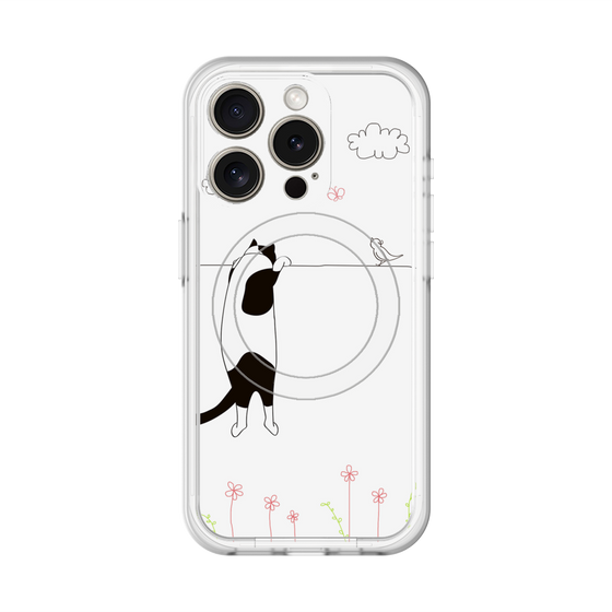 スリムプロテクションプレミアムケース with MagSafe［ 夢中に覗く三毛ねこ ］