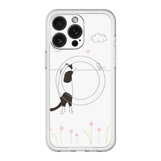 スリムプロテクションプレミアムケース with MagSafe［ 夢中に覗く三毛ねこ ］