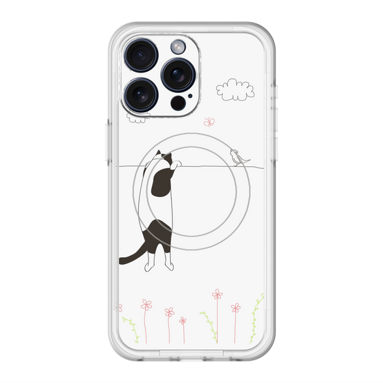 スリムプロテクションプレミアムケース with MagSafe［ 夢中に覗く三毛ねこ ］