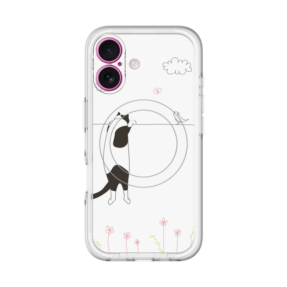 スリムプロテクションプレミアムケース with MagSafe［ 夢中に覗く三毛ねこ ］