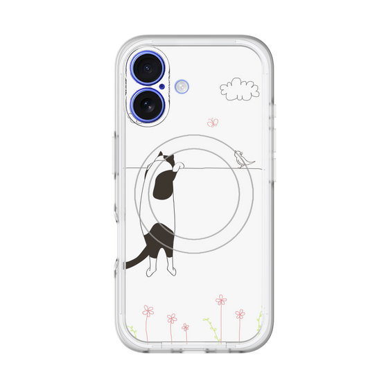 スリムプロテクションプレミアムケース with MagSafe［ 夢中に覗く三毛ねこ ］