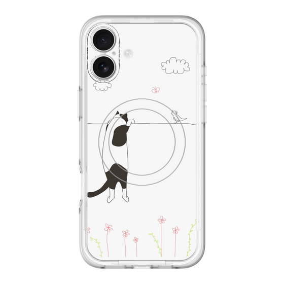 スリムプロテクションプレミアムケース with MagSafe［ 夢中に覗く三毛ねこ ］
