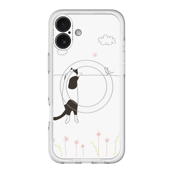スリムプロテクションプレミアムケース with MagSafe［ 夢中に覗く三毛ねこ ］