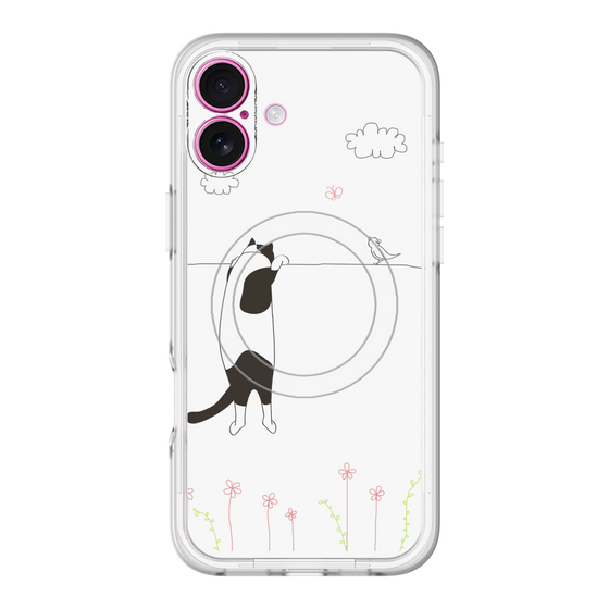 スリムプロテクションプレミアムケース with MagSafe［ 夢中に覗く三毛ねこ ］