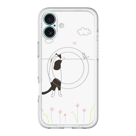 スリムプロテクションプレミアムケース with MagSafe［ 夢中に覗く三毛ねこ ］