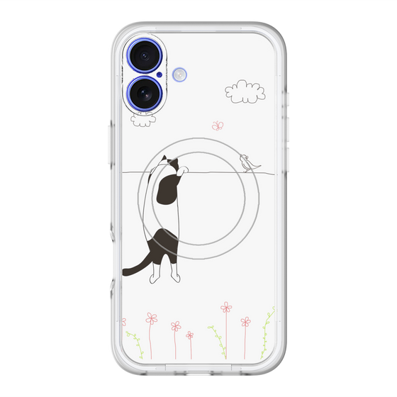 スリムプロテクションプレミアムケース with MagSafe［ 夢中に覗く三毛ねこ ］