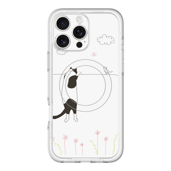 スリムプロテクションプレミアムケース with MagSafe［ 夢中に覗く三毛ねこ ］