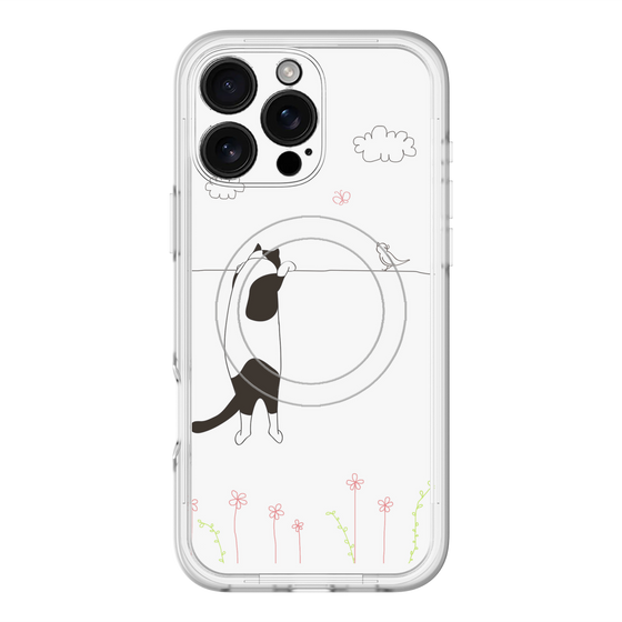 スリムプロテクションプレミアムケース with MagSafe［ 夢中に覗く三毛ねこ ］