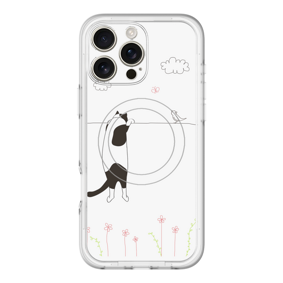 スリムプロテクションプレミアムケース with MagSafe［ 夢中に覗く三毛ねこ ］