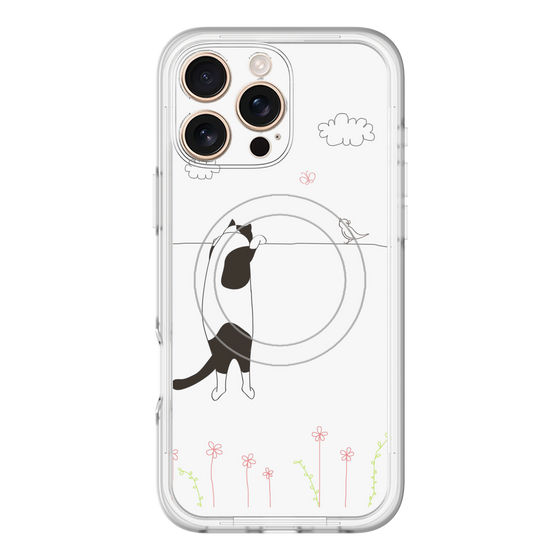 スリムプロテクションプレミアムケース with MagSafe［ 夢中に覗く三毛ねこ ］