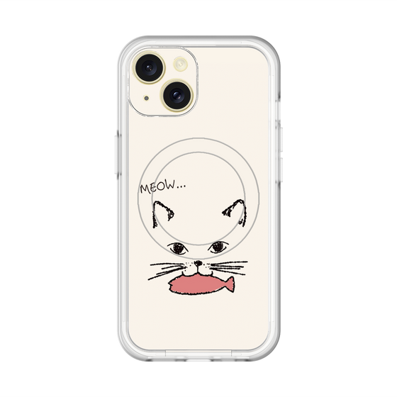 スリムプロテクションプレミアムケース with MagSafe［ 食いしん坊なねこ - White ］