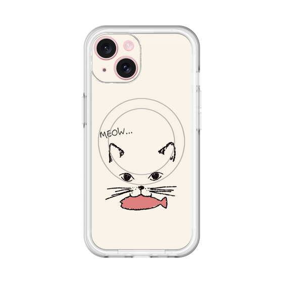 スリムプロテクションプレミアムケース with MagSafe［ 食いしん坊なねこ - White ］