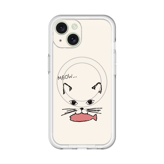 スリムプロテクションプレミアムケース with MagSafe［ 食いしん坊なねこ - White ］
