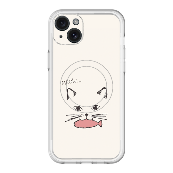 スリムプロテクションプレミアムケース with MagSafe［ 食いしん坊なねこ - White ］