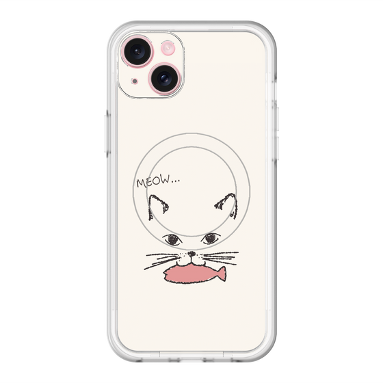 スリムプロテクションプレミアムケース with MagSafe［ 食いしん坊なねこ - White ］