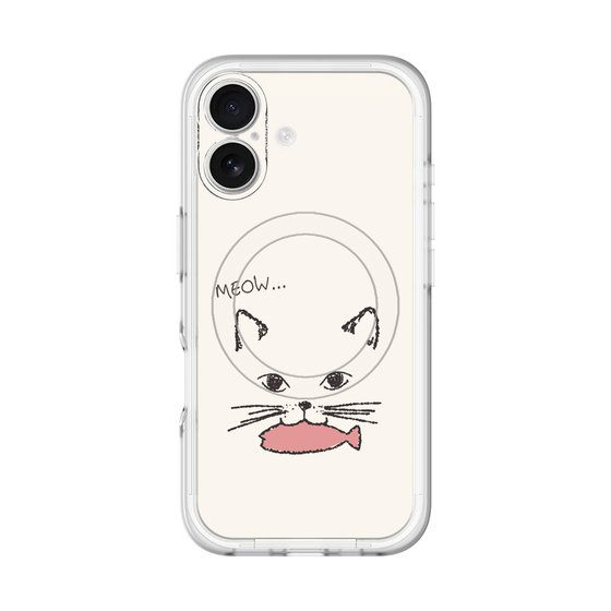 スリムプロテクションプレミアムケース with MagSafe［ 食いしん坊なねこ - White ］