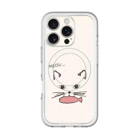 スリムプロテクションプレミアムケース with MagSafe［ 食いしん坊なねこ - White ］
