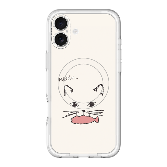 スリムプロテクションプレミアムケース with MagSafe［ 食いしん坊なねこ - White ］
