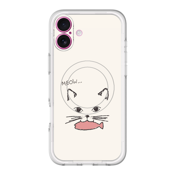 スリムプロテクションプレミアムケース with MagSafe［ 食いしん坊なねこ - White ］