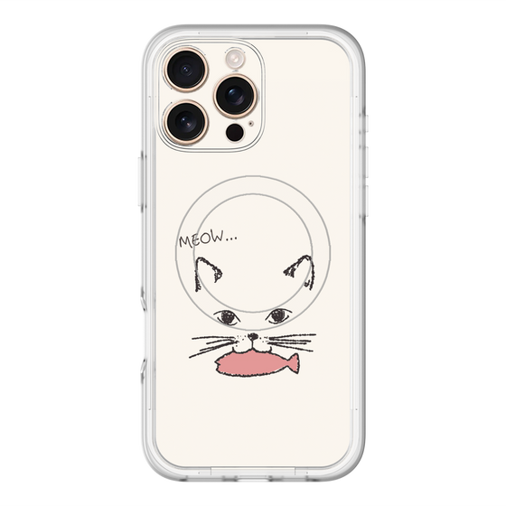 スリムプロテクションプレミアムケース with MagSafe［ 食いしん坊なねこ - White ］
